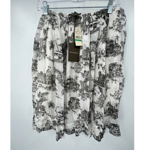 Tommy Bahama Women's white with black island design light weight skirt sz L NWT